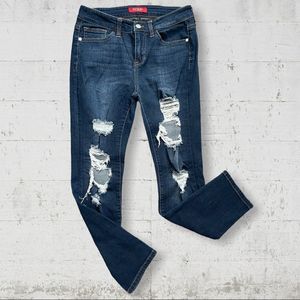 Guess Destroyed Dark Blue Ankle Jeans Sz 27